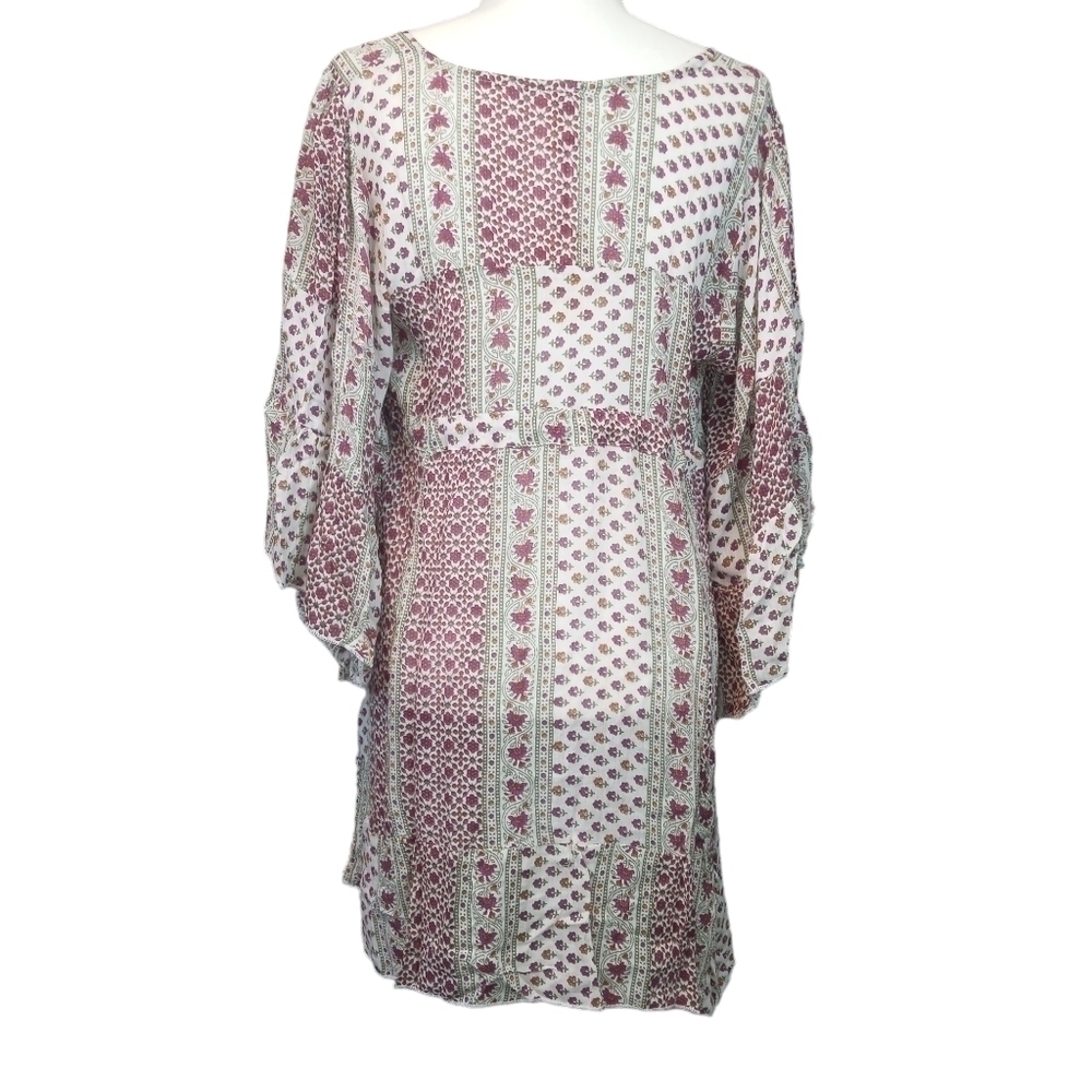 RAGA Boho Mixed Floral Print Babydoll Dress Bell Sleeve Prairiecore NWT Size Sm. - Picture 9 of 13